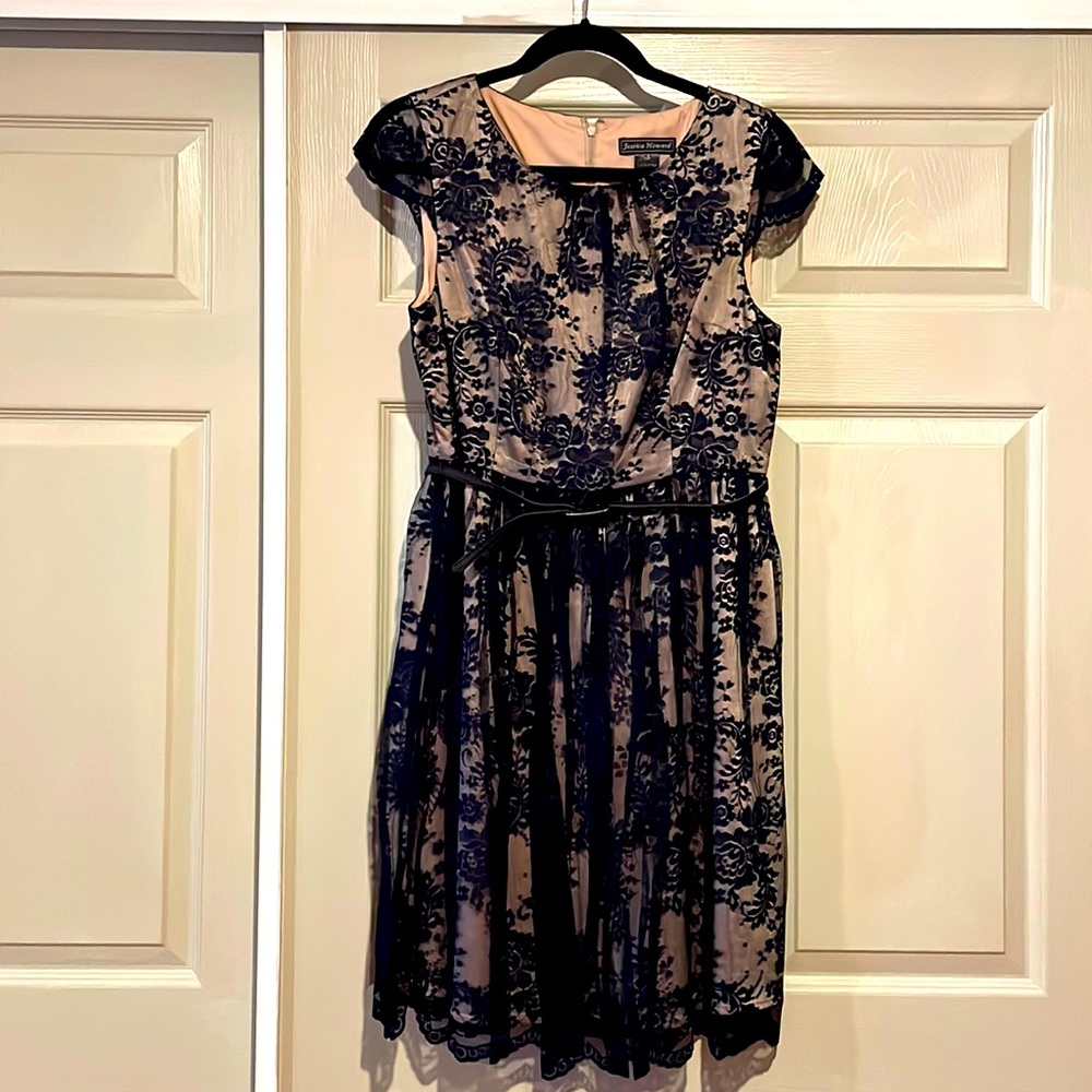 Lace fit and flare dress.